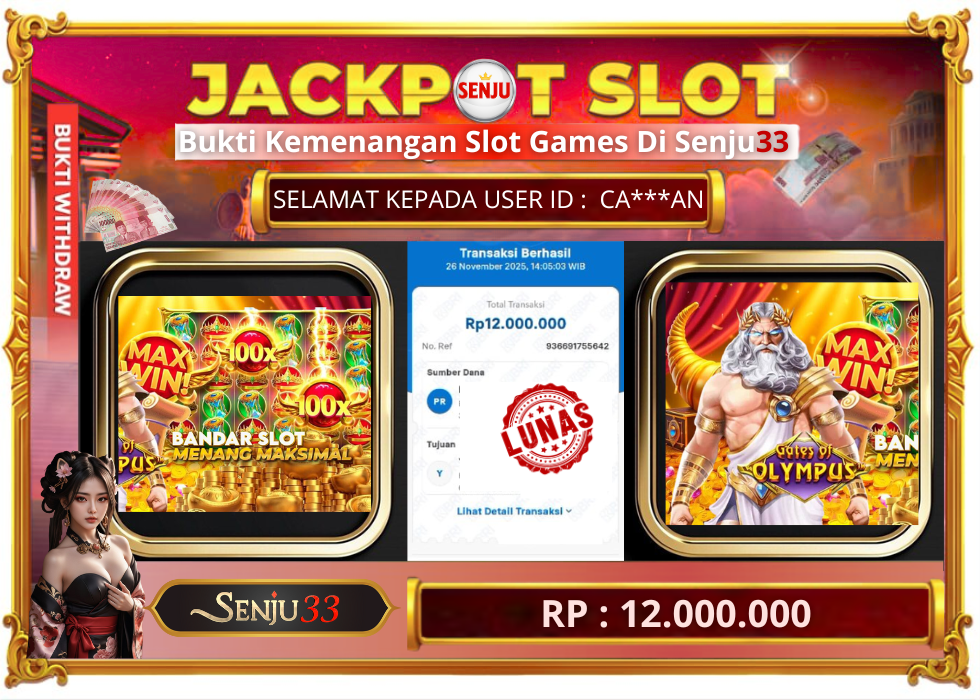 🎰 SENJU33 JACKPOT SLOT Rp. 12.000.000 LUNAS 🎉