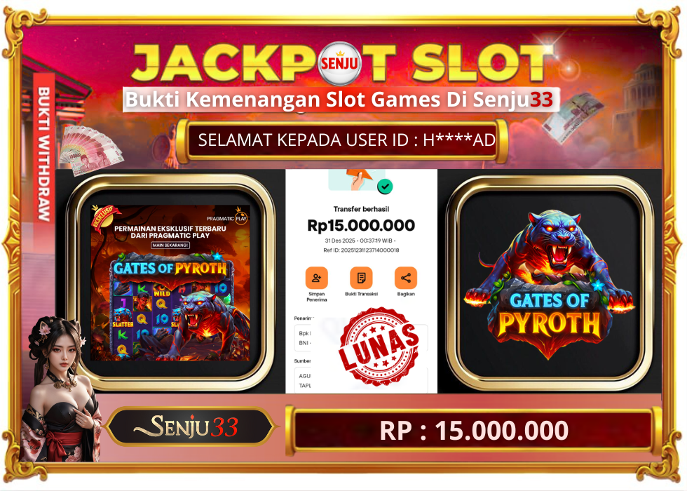🎰 SENJU33 JACKPOT SLOT Rp. 15.000.000 LUNAS 🎉