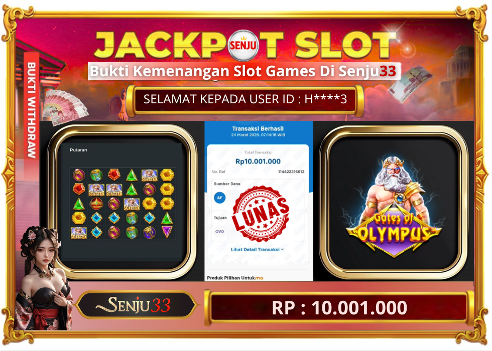 🎰 SENJU33 JACKPOT SLOT Rp. 10.001.000 LUNAS 🎉