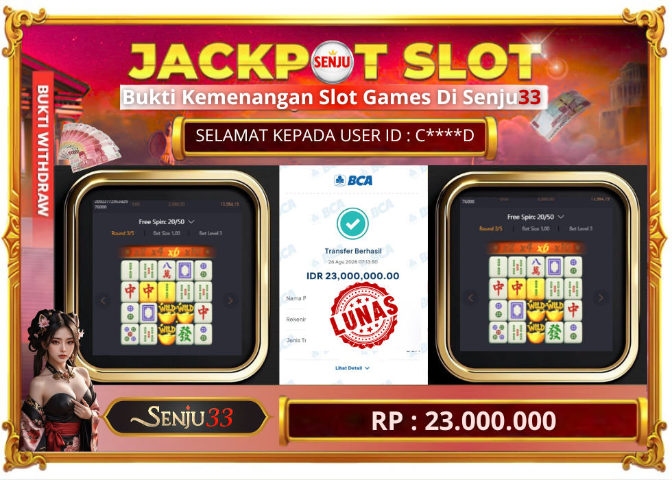 🎰 SENJU33 JACKPOT SLOT Rp. 23.000.000 LUNAS 🎉