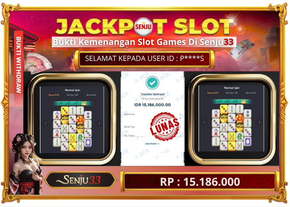 🎰 SENJU33 JACKPOT SLOT Rp. 15.186.000 LUNAS 🎉