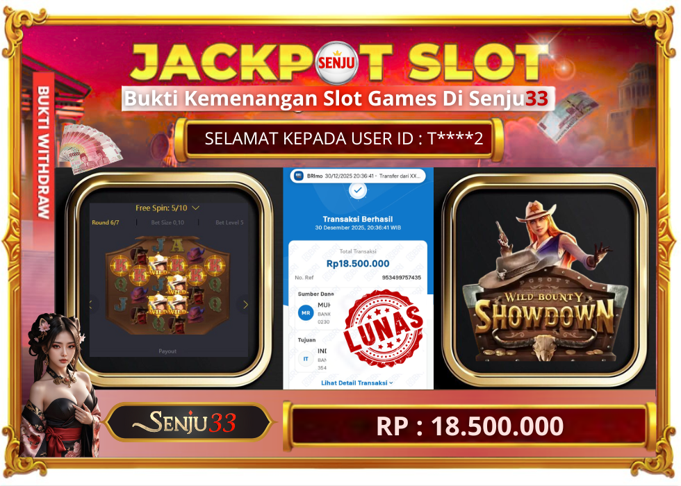 🎰 SENJU33 JACKPOT SLOT Rp. 18.500.000 LUNAS 🎉