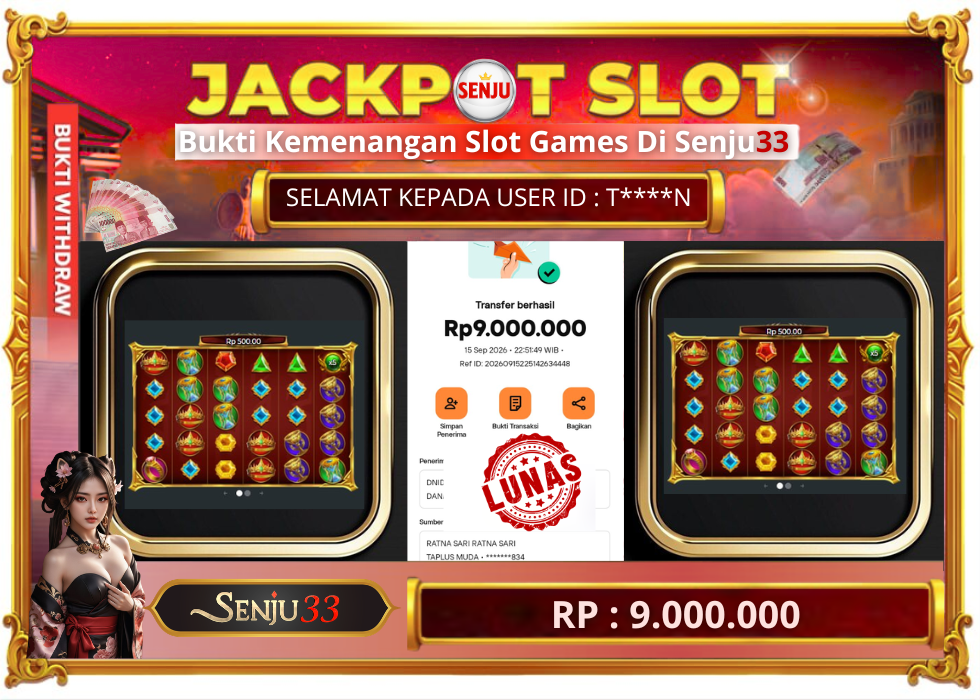 🎰 SENJU33 JACKPOT SLOT Rp. 9.000.000 LUNAS 🎉